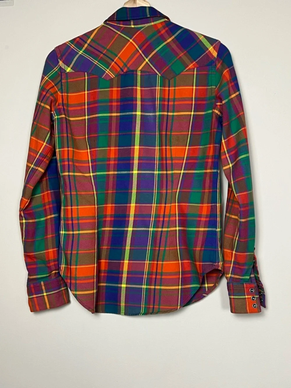 Vintage Ralph Lauren Western Shirt Snap Button Plaid Flannel Shirt Size 6 - Picture 6 of 10